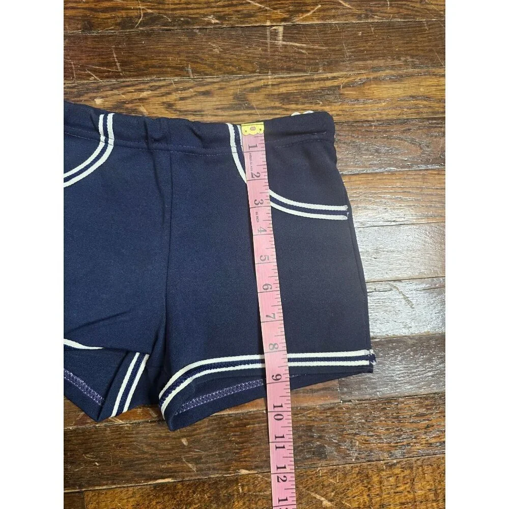 Vintage 60s 70s Navy Blue Boys Shorts Swim Trunk Donmoor Whale